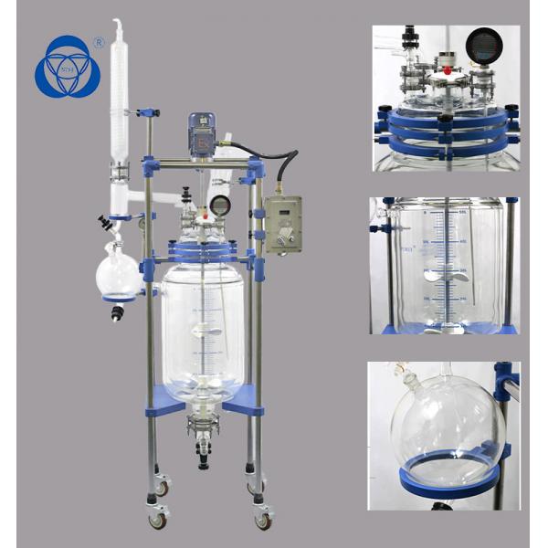 Quality Reaction Vessel Double Layer Autoclave Lab Glass Reactor With Column Condenser for sale