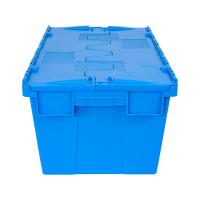 China Reusable Attached Lid Container Nestable Logistic Moving PP Solid Box with Hinged Lid factory