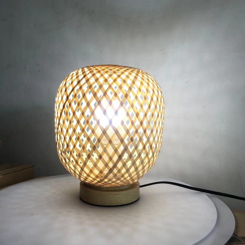 China Living Room Bedroom Chinese Style Hand-woven Wood Art Table Lamps(WH-MTB-92) factory