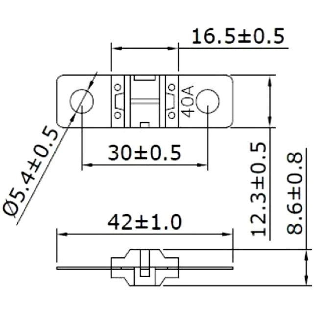 5.4mm Hole Small Bolt-on Fuse ANS 30A 40A 50A 60A 70A 80A 100A 125A 150A 175A 200A 0