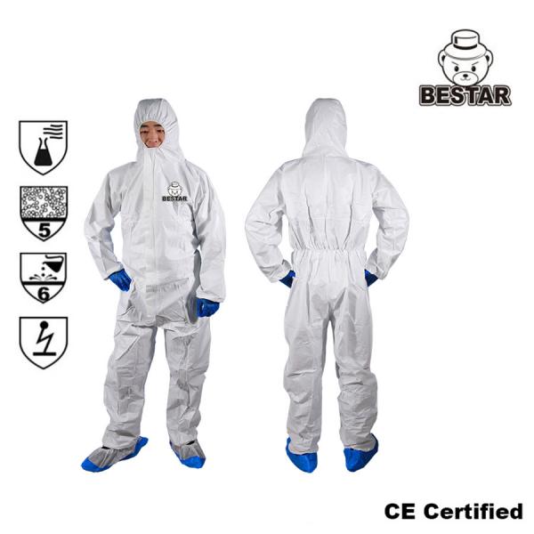 Quality CE Certified Waterproof Microporous film Type 5/6 Disposable Protective Coverall for Painting for sale