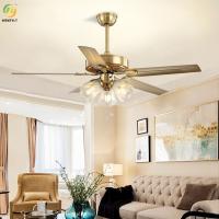 China 3/4/5 heads American Indoor Ceiling Fan fancy Gold Color LED Ceiling Fan factory
