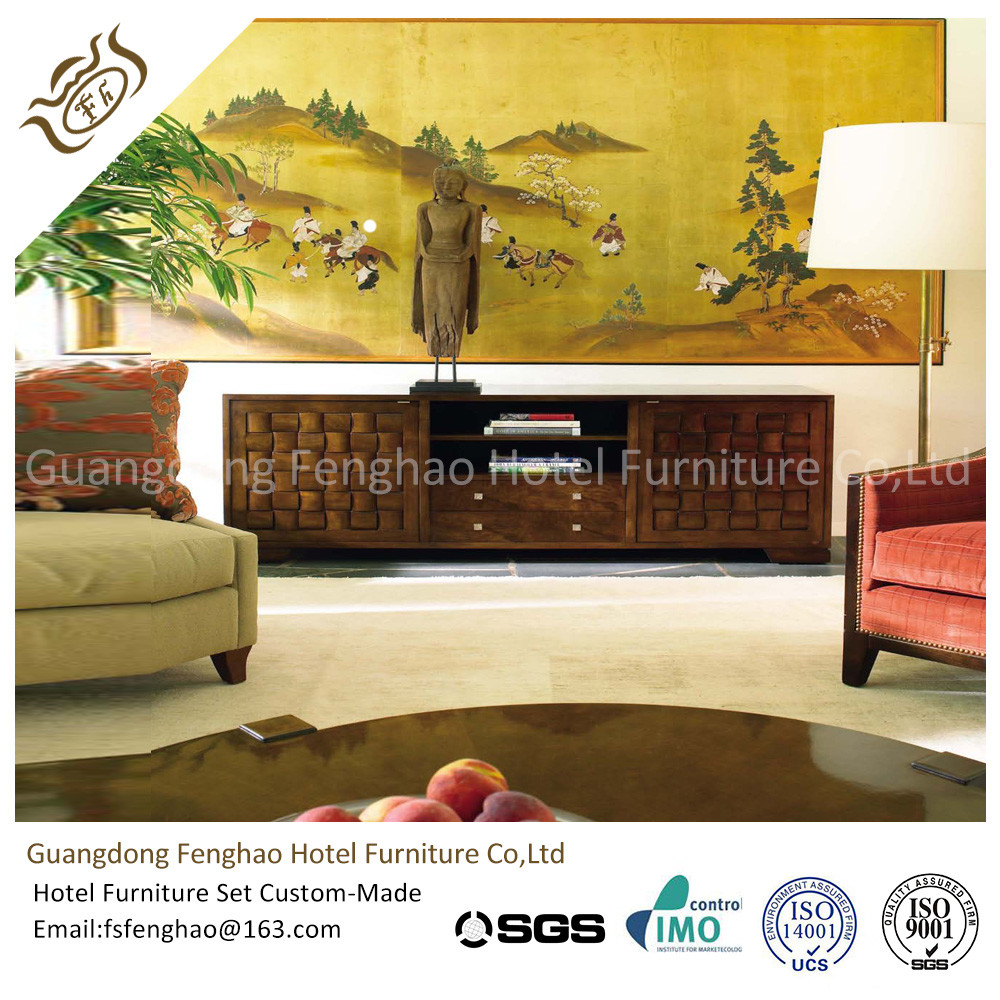 China Villa Walnut Hallway Rustic Wood Console Table TV Cabinet  Handmade Large Size factory