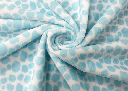 Quality 210GSM 100% Polyester Velvet Fabric Fleece Material Blue Leopard Print for sale
