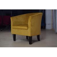China Yellow Modern Plush Velvet Tub Armchair Timber Frame Wooden Feet For Office Living Room factory