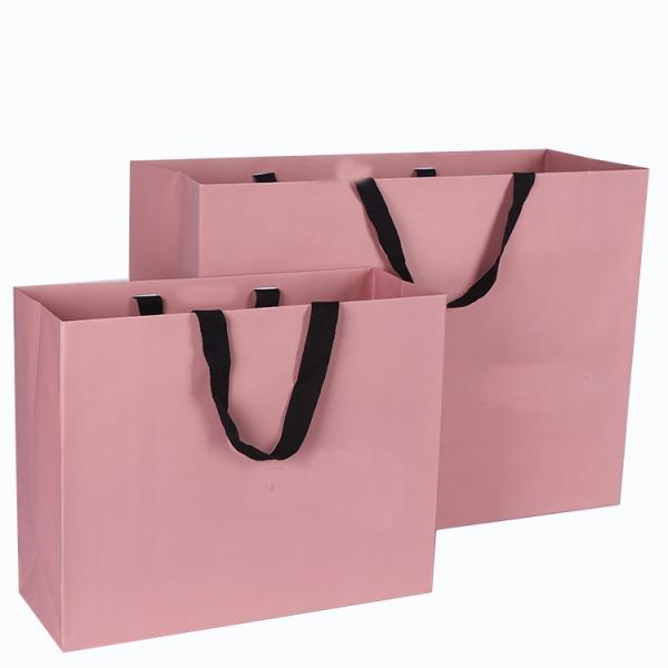 Quality Pink Color Cardboard Bag Laminated Printed Luxury For Shopping / Gift for sale