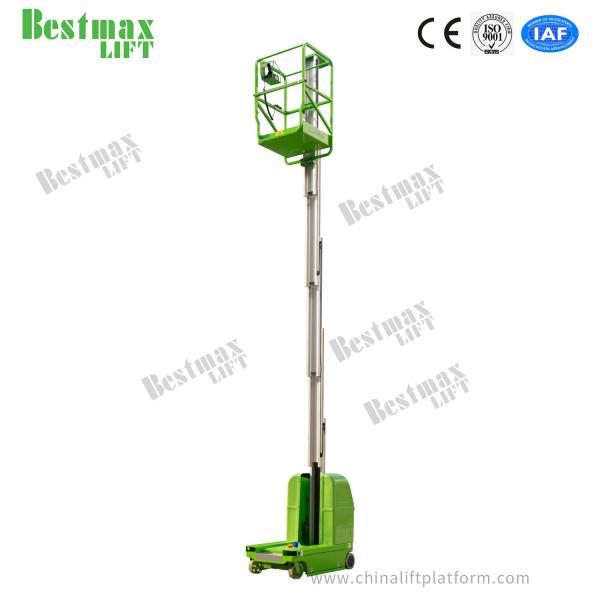 Quality 9m Platform Height Vertical Man Lifts DC Powered Double Mast Self Propelled for sale