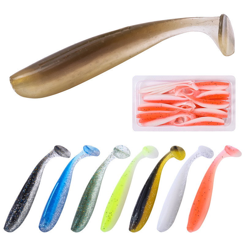 China 14 Colors 6CM/1.6g 20PCS/Bag Mullet Fish Bait Dragonfly Sinking PVC Soft Lures Fishing Lure factory