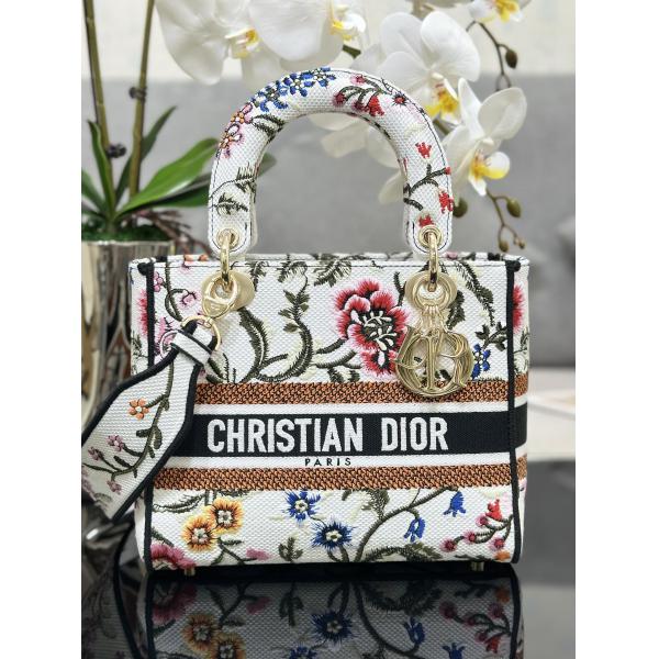 Quality Multicolor Petites Fleurs Custom Branded Bags Dior Medium D Lite Bag for sale