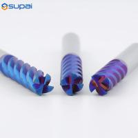 China HRC65 4Flute Carbide End Mill 4mm 6mm 8mm Cutting Tools Blue Nano Coating for Hard Milling factory