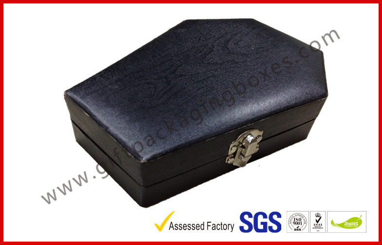 China Wood Grain Jewellery Showing Gift Packaging Boxes , Black Rigid Paper Rings Packaging Boxes for sale