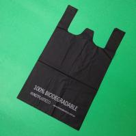 China 100% biodegradable and compostable shopping bag, black color, size 0.025mm x (30+15)x50cm, withstand 5kg factory