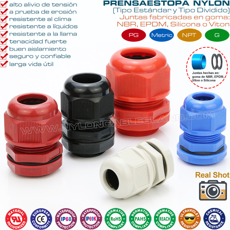 Polyamide Nylon Anti-Vibration Cable Glands IP68 with Flange Dome Cap & Flange Locknut