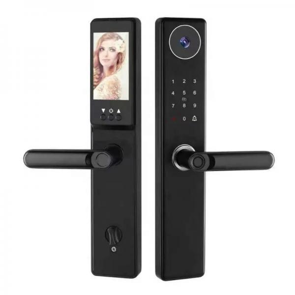 Quality Touchscreen Smart Front Door Locks Fingerprint Anti Peep Tuya App Remote Control for sale