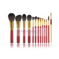 China Animal Hair Makeup Brushes With Classic Match Bright Red Handle And Gold Ferrule factory