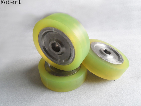 Quality Polyurethane Coated Forklift Roller Wheels With Bearings Natural Color for sale