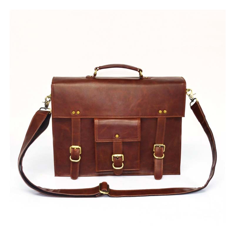 China Luxury Genuine Custom Logo Briefcases Men Leather High End Business Bag Leather Briefcase factory