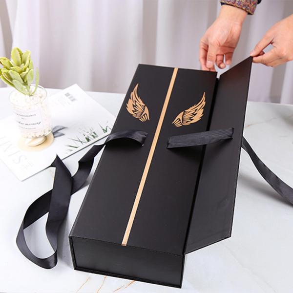 Quality Black Square Cardboard Foldable Luxury Flower Gift Box Flower Packaging Box for sale