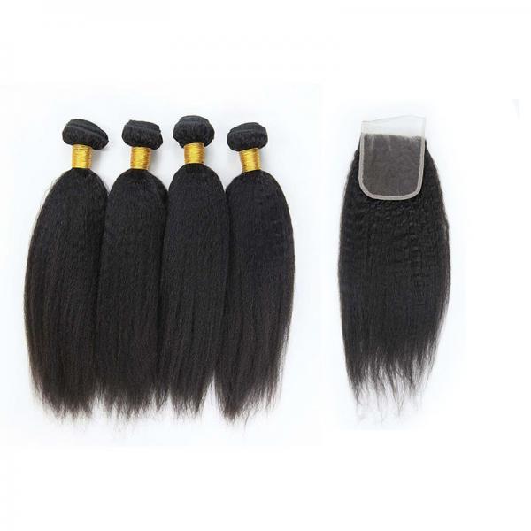 Quality Authentic 8A 22 Inch Peruvian Straight Hair With Closure No Synthetic Hair for sale