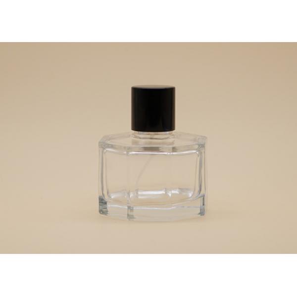 Quality Black Cap Cosmetic Spray Bottle , 50ml Hexagonal Perfume Bottle Heavy Wall for sale