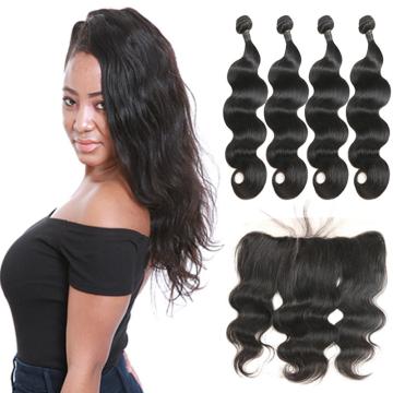 Quality Unprocessed Brazilian Remy Human Hair Extensions Body Weave Lace Frontal for sale