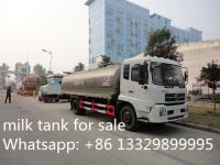 China high quality Dongfeng tianjin 4*2 LHD12m3 fresh milk tank truck for sale, factory sale best price foodgrade milk truck factory