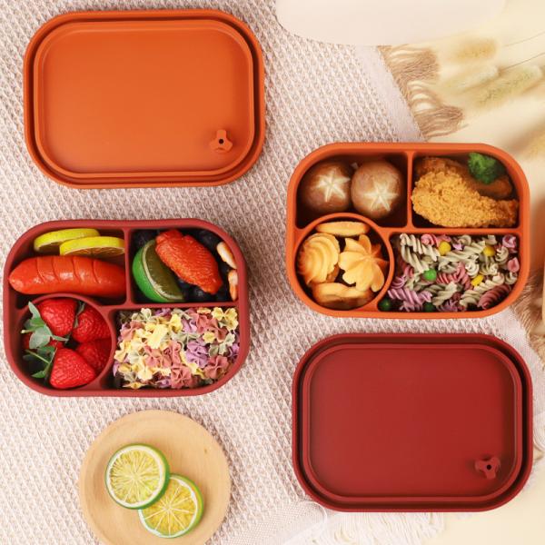Quality Silicone  Lunch Box Microwave Freezer And Dishwasher Safe Food Container With Compartments BPA Free Silicone Lunch Box for sale