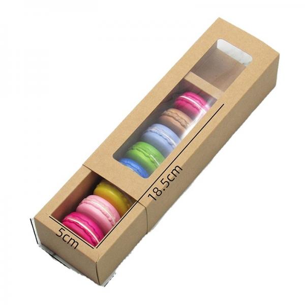 Quality Cookie Pie Macaron Selection Box Kraft Paper long With Window for sale