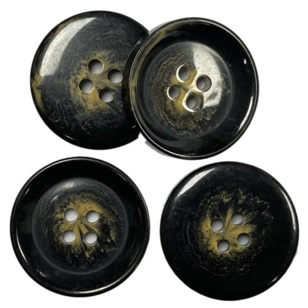 Quality 40L 4 Hole Semi Shiny Imitation Horn Button With Rim Black Color for sale
