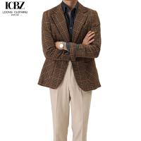 China Autumn Winter Fashion End Custom Design Tweed Plaid Men's Jacket Weaving method woven for sale