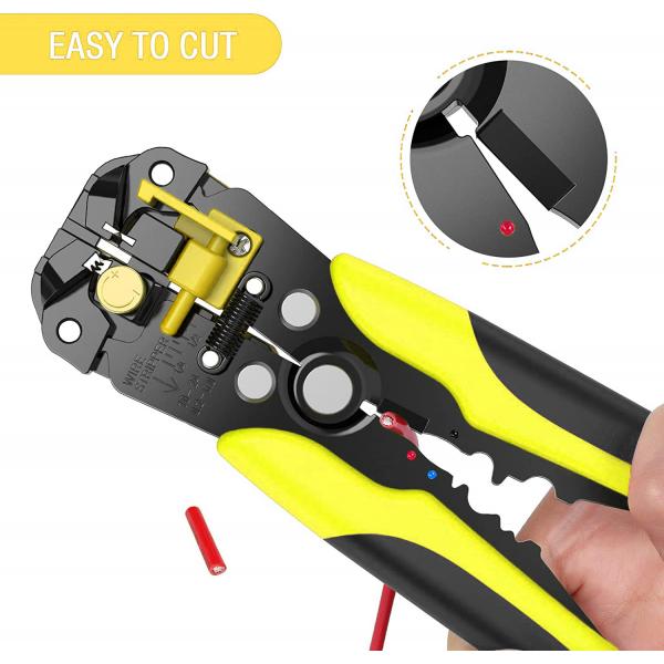 Quality Portable Yellow Wire Stripper Tool For 24-10 AWG Adjustable Gauge for sale