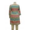 China Colorful Printed 3 4 Sleeve Cocktail Dresses , Striped Casual Dress For 40 Year Old Woman factory