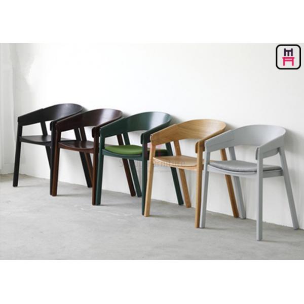 Quality Upholstered Seater Wood Restaurant Chairs Black Color With Bowed Backrest for sale
