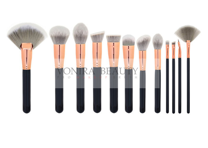 China Professional Affodable Cheap Synthetic Makeup Brushes With Rosy Color Ferrule for sale