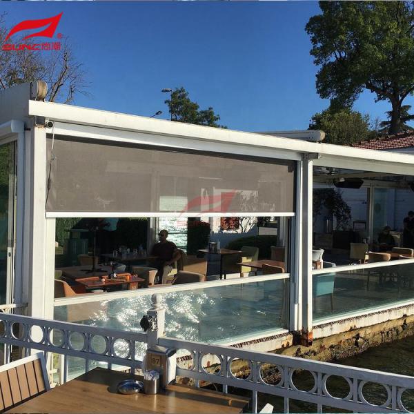 Quality SUNC Motorized Outdoor Roller Blinds Patio Screen Mesh Retractable Ziptrack Blinds for sale