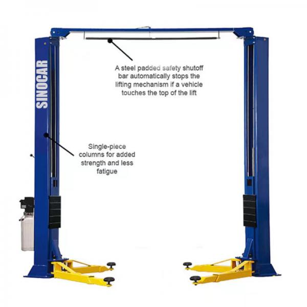 Quality 10000lbs Clear Floor Two Post Car Lifts 4500kg Ganty Car Lifter Machine Floor Plate 2 Post Lift for sale