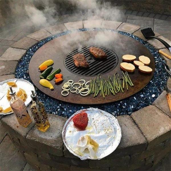 Quality Garden Wood Burning Barbecue Rusty Corten Steel Fire Bowl With Grill Ring for sale
