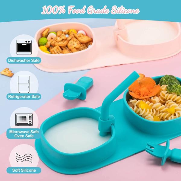 Quality FDA Microwaveable Silicone Dinnerware Set , Odorless Suction Plates With Lids for sale