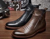 Buy cheap Black / Brown Mens Leather Dress Boots , Mens Designer Combat Boots With Rubber from wholesalers