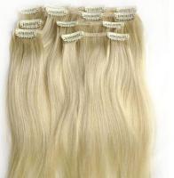 China Yellow Virgin Human Hair Extensions clip in , Elegant Virgin Russian Hair Wefts factory