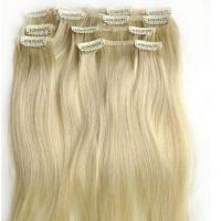 China Yellow Virgin Human Hair Extensions clip in , Elegant Virgin Russian Hair Wefts factory