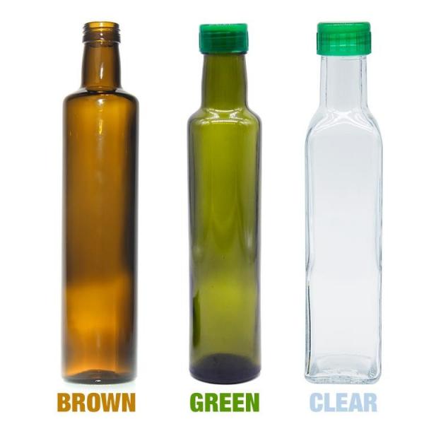 Quality 250ml Edible Vinegar Glass Oil Bottle Clear Amber Green OEM for sale