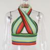 China Colored Neck Sleeveless Sexy Slim Knit Cross Blouse Women factory