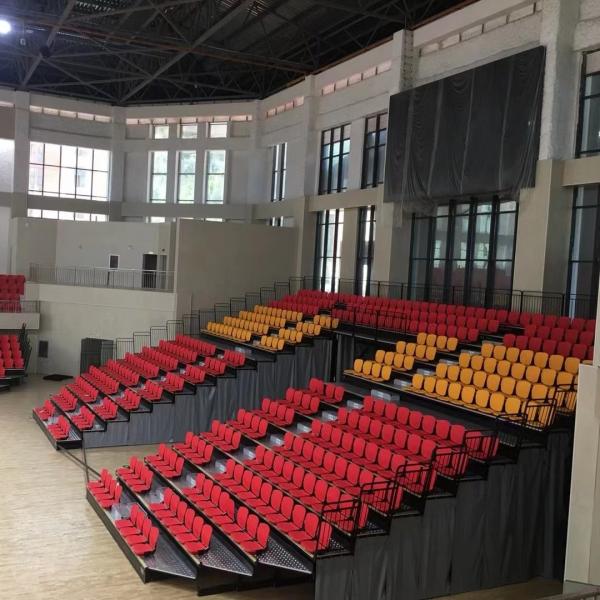 Quality Comfortable PP Material Retractable Bleacher Seating For Tribune Indoor Gym for sale