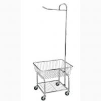 China Laundry Trolley Hotel Display Stand With Wire Basket Dolly Chrome for sale