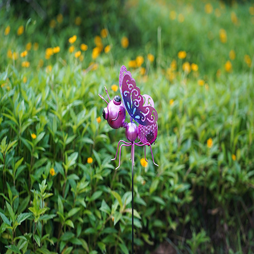 Quality IP44 Metal Butterfly Solar Garden Ornaments Plug In LED Lamp for sale