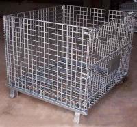 China foldable lockable wire mesh transport metal storage wire mesh pallet cage Stackable Folding Metal Wire Mesh Storage Cage factory