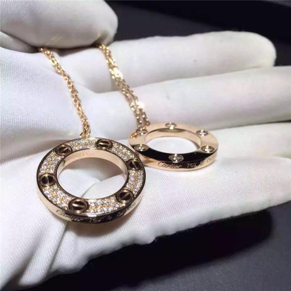 Quality Love Necklace 18K Yellow Gold , Pave Diamond Necklace B7058400 for sale