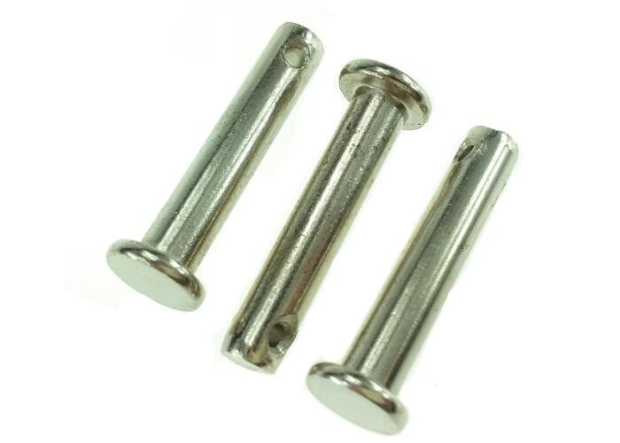 China 6 x 30 Nickel Flat Head Stainless Steel Clevis Pin With Split Pin Hole DIN 1444 Standard factory