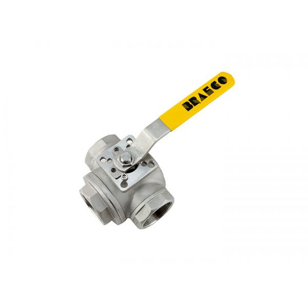 Quality T Port 3 Way Stainless Steel Ball Valve BSP Ends Lever Operated DN32 1000psi for sale